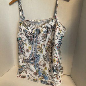 Tank Top Neck Tie Sapghetti Straps Paisley Soft Size Large Izzy & Toby NWOT